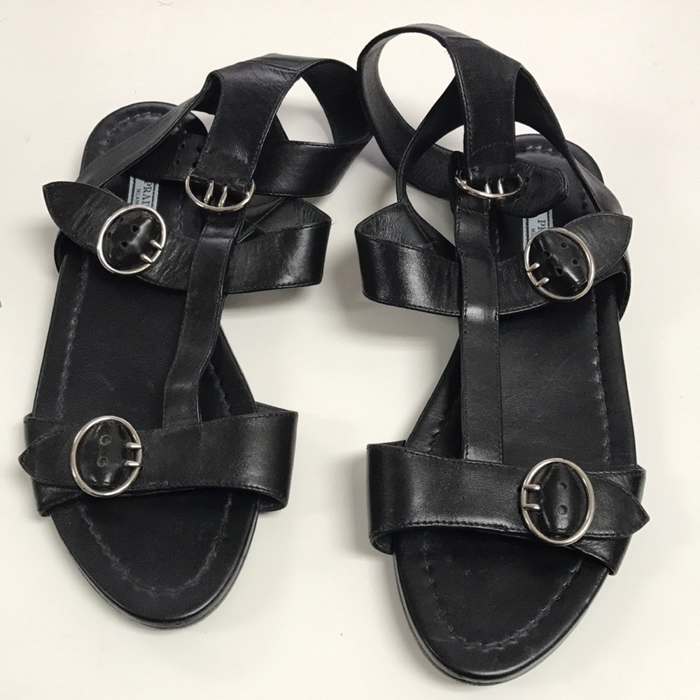 Prada Black Gladiator Sandals Size 38, Very Good
